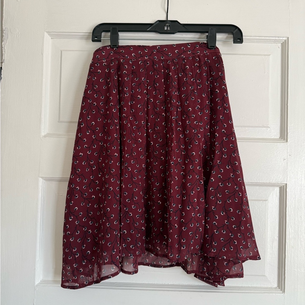 Old Navy Burgundy Mini Skirt with Pattern
